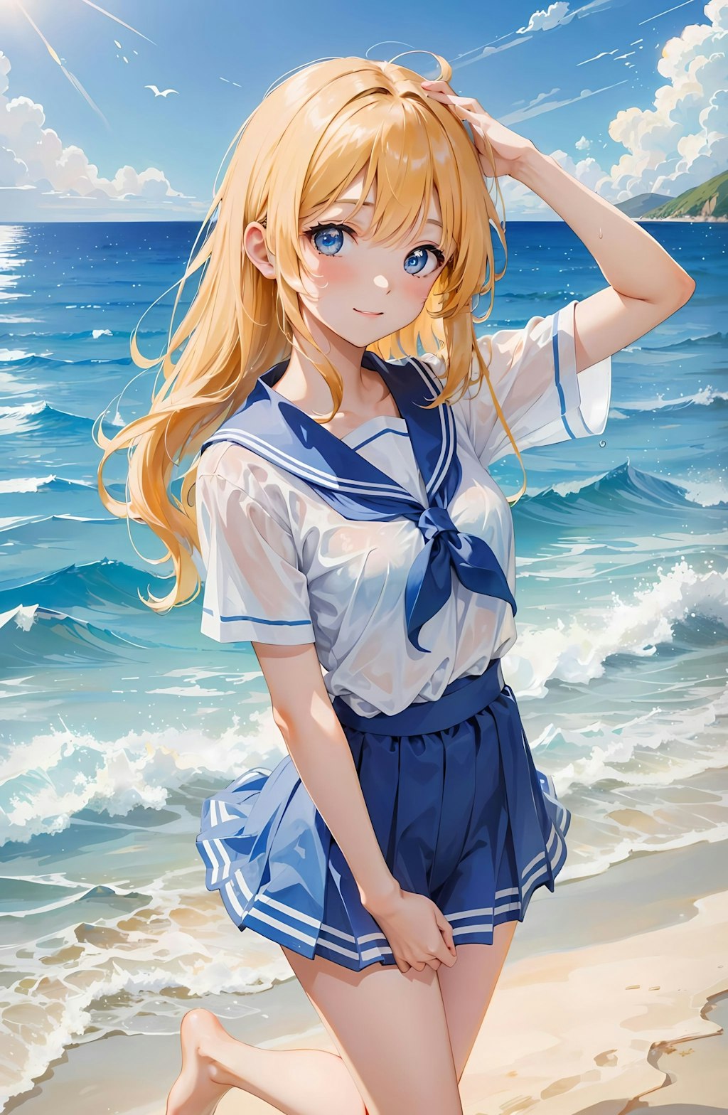 彼女との海（制服）