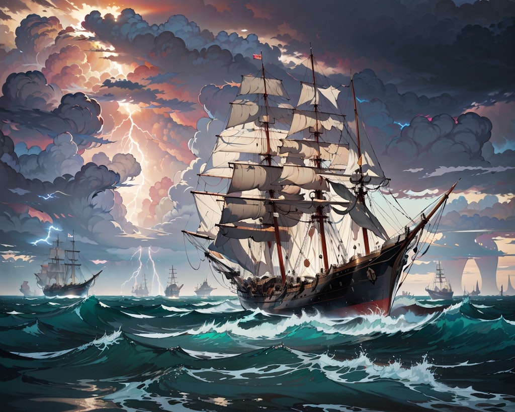 嵐を渡る船団