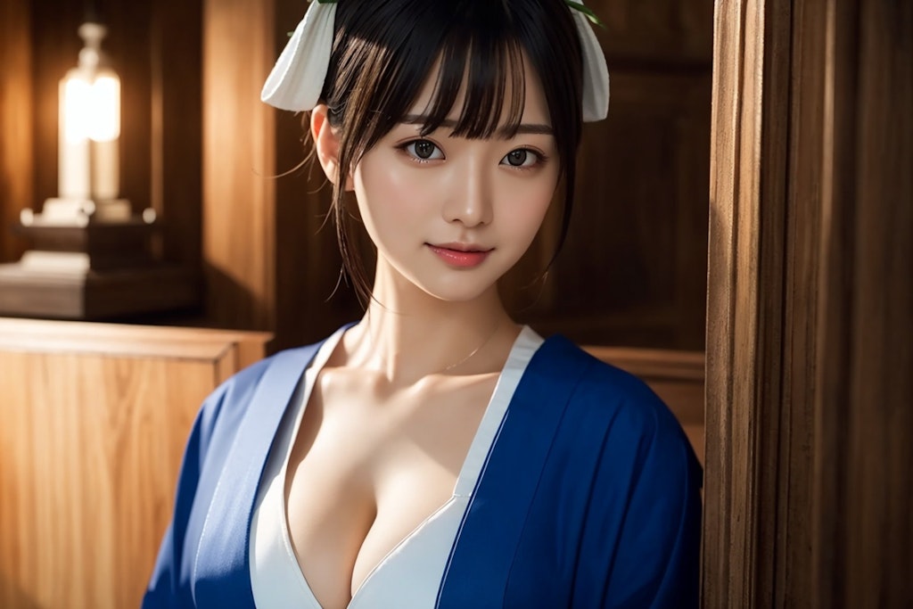 巨乳の巫女さん②