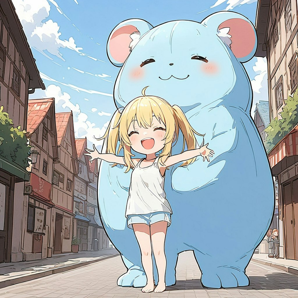 大きな動物と小さな女の子