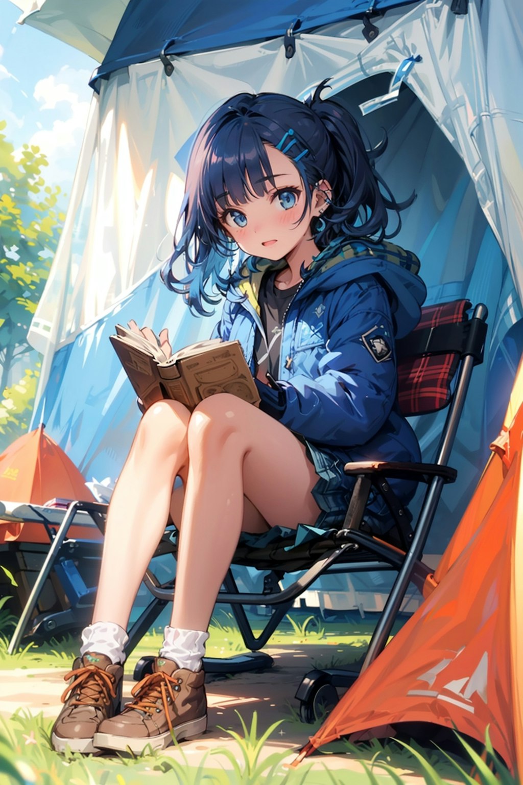 キャンプでのんびり読書