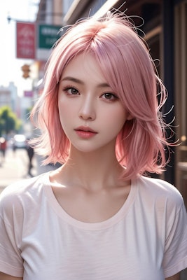 ピンク髪の美女