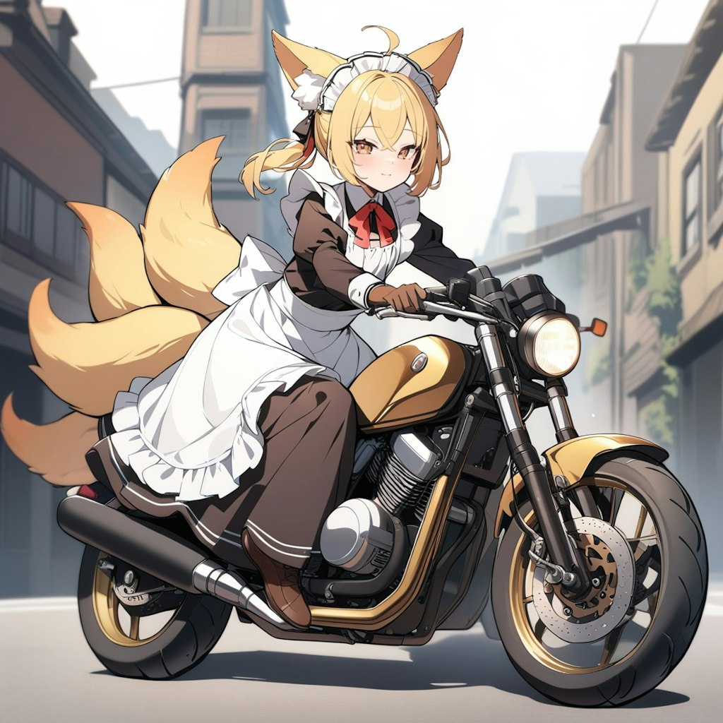 バイクメイド狐っ娘