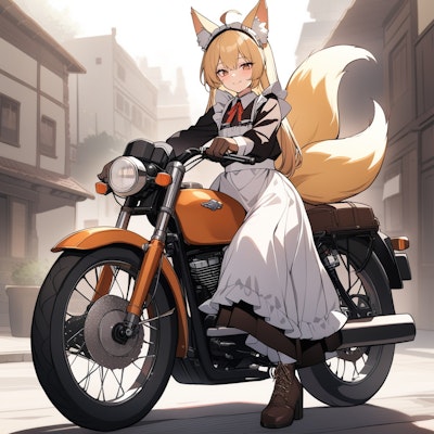 バイクメイド狐っ娘
