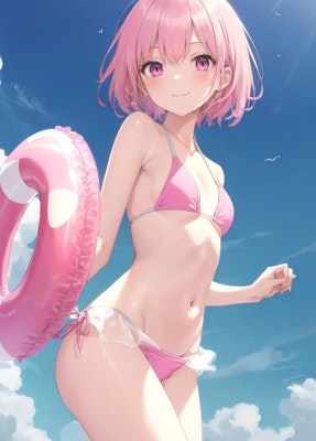 夏だ！ビーチだ！ピンクの水着！