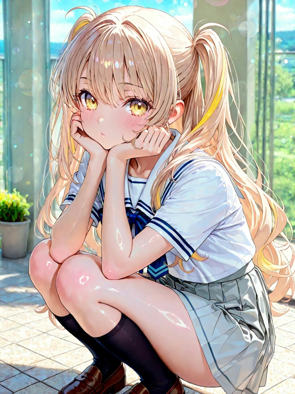 夏の制服と少女