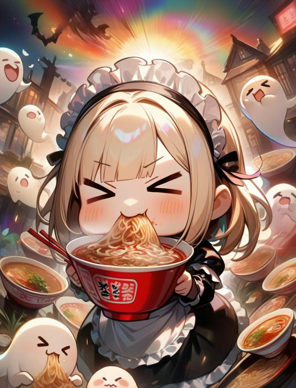 👻🍜ラーメン美味すぎてガン〇マリ寸前系メイドちゃん🍜👻