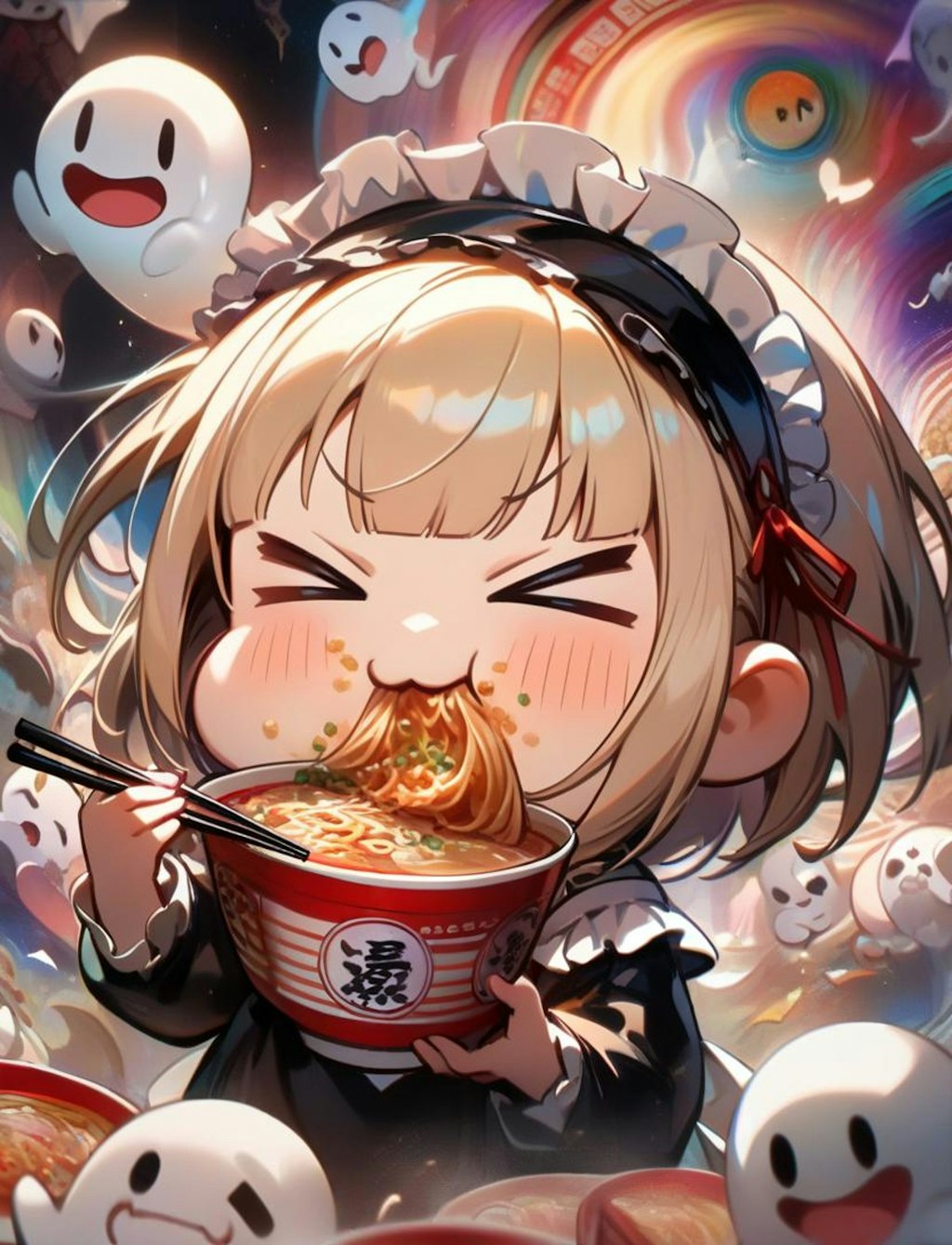 👻🍜ラーメン美味すぎてガン〇マリ寸前系メイドちゃん🍜👻