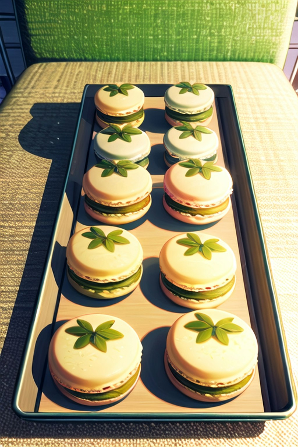 Matcha flavored macarons