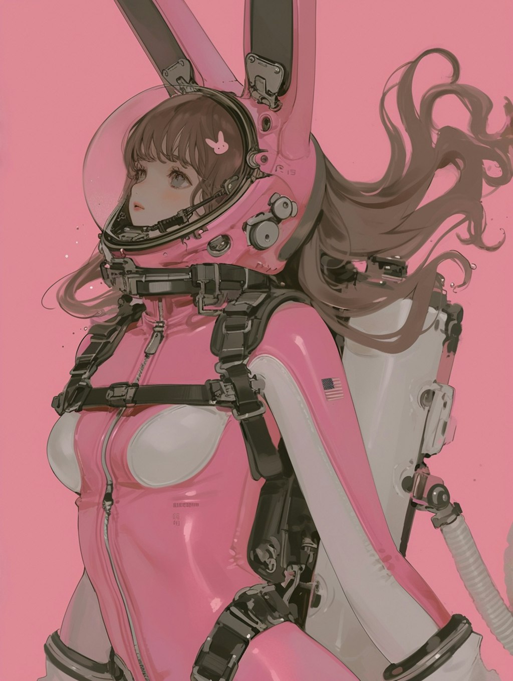 pink bunny diver girl sci-fi mode 兎潜水隊