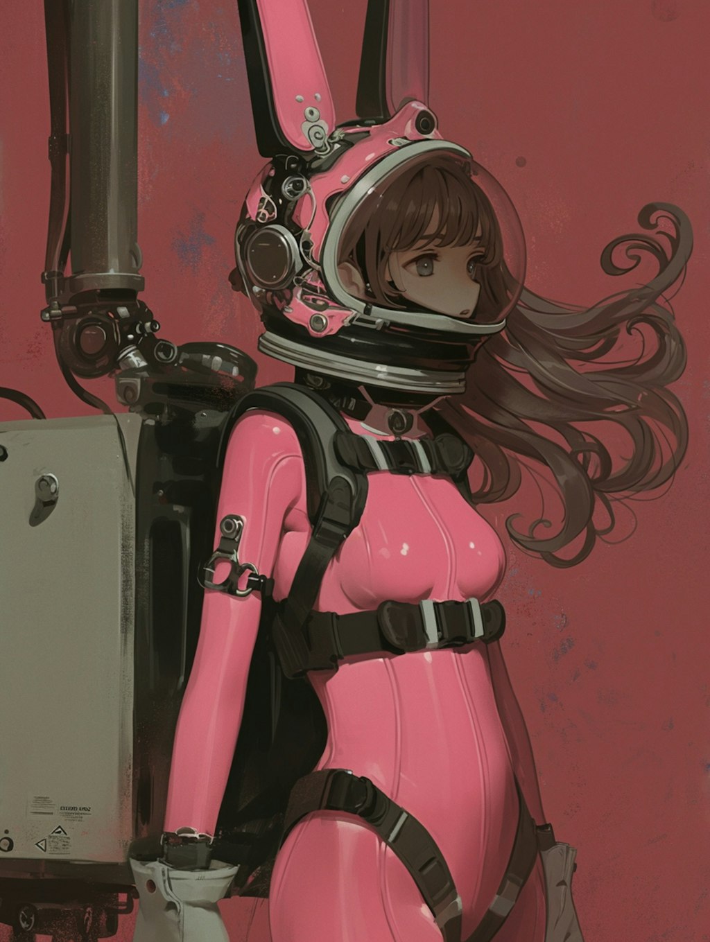 pink bunny diver girl sci-fi mode 兎潜水隊