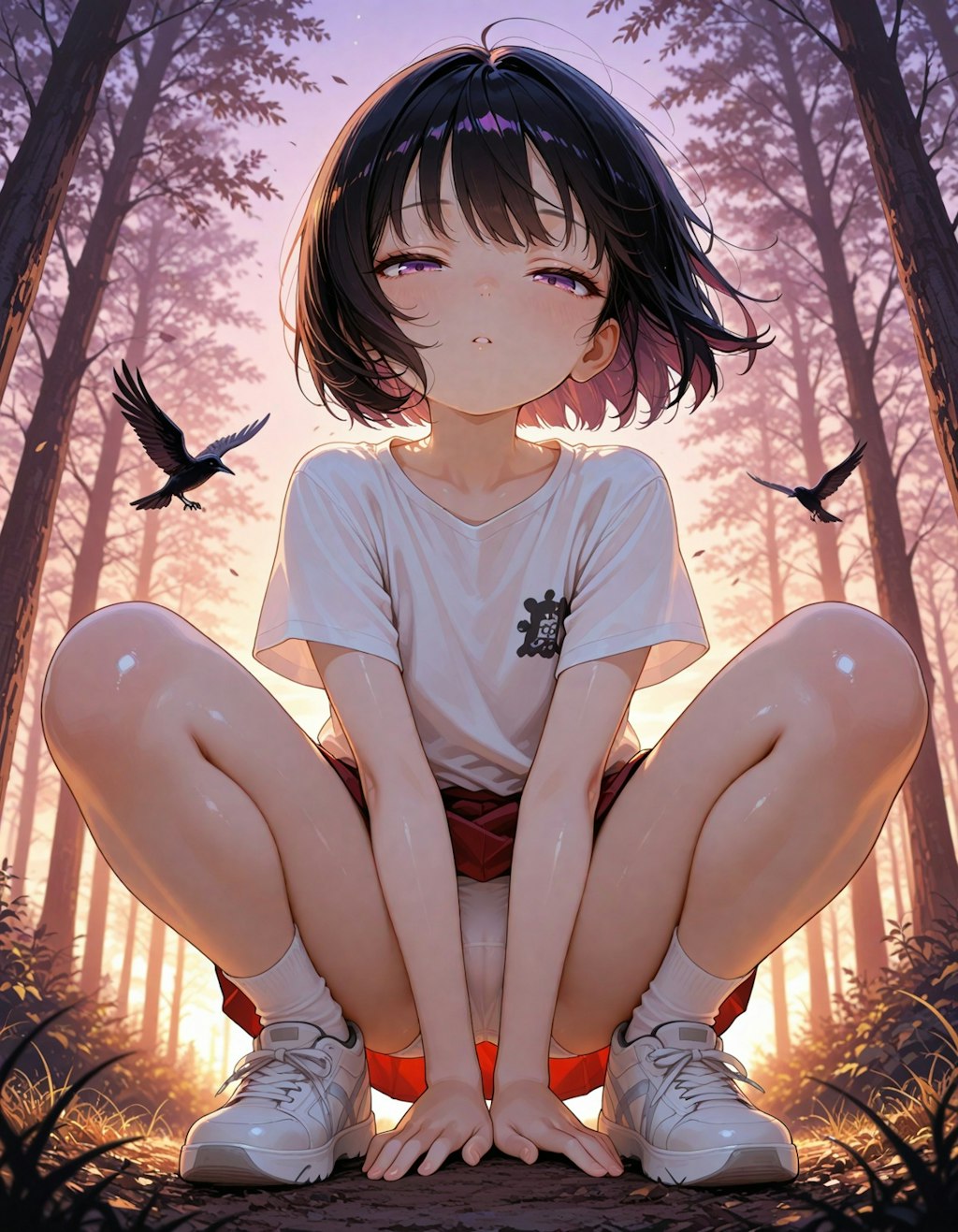 夏の夕暮れの少女ちゃん