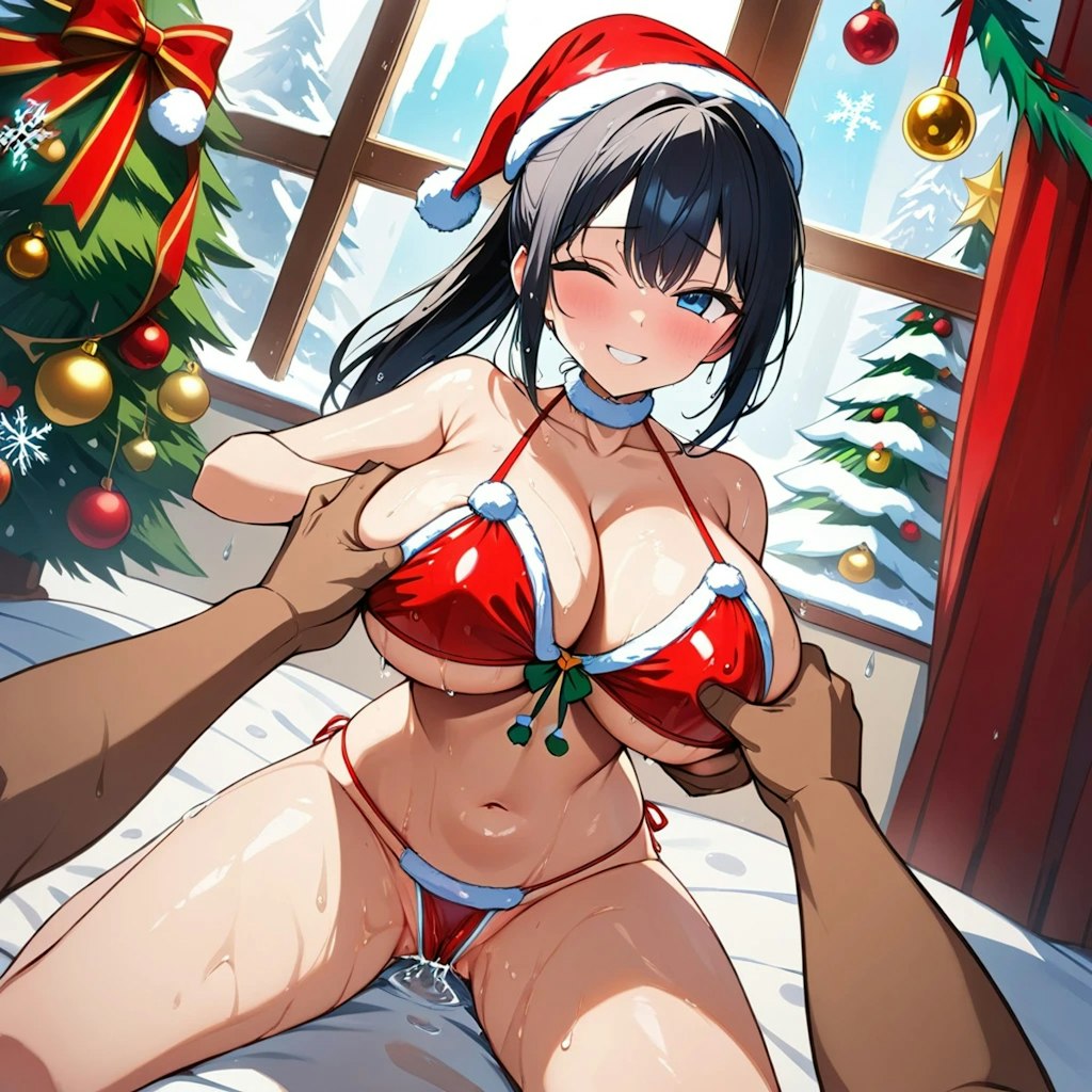 2つのクリスマススポットに命中するまで親指を。