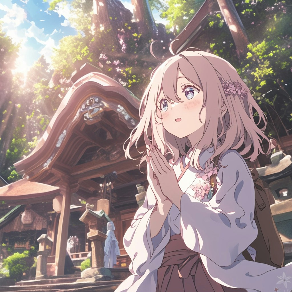 参拝する女の子 A girl worshipping at a shrine