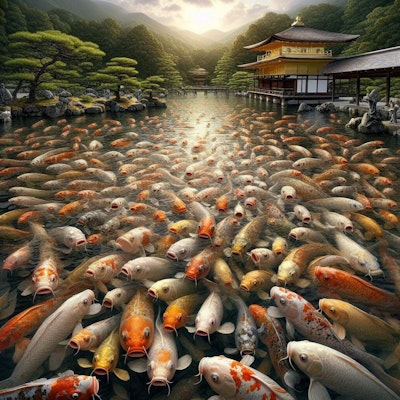 【微キモ】金閣寺周辺の鯉異常繁殖