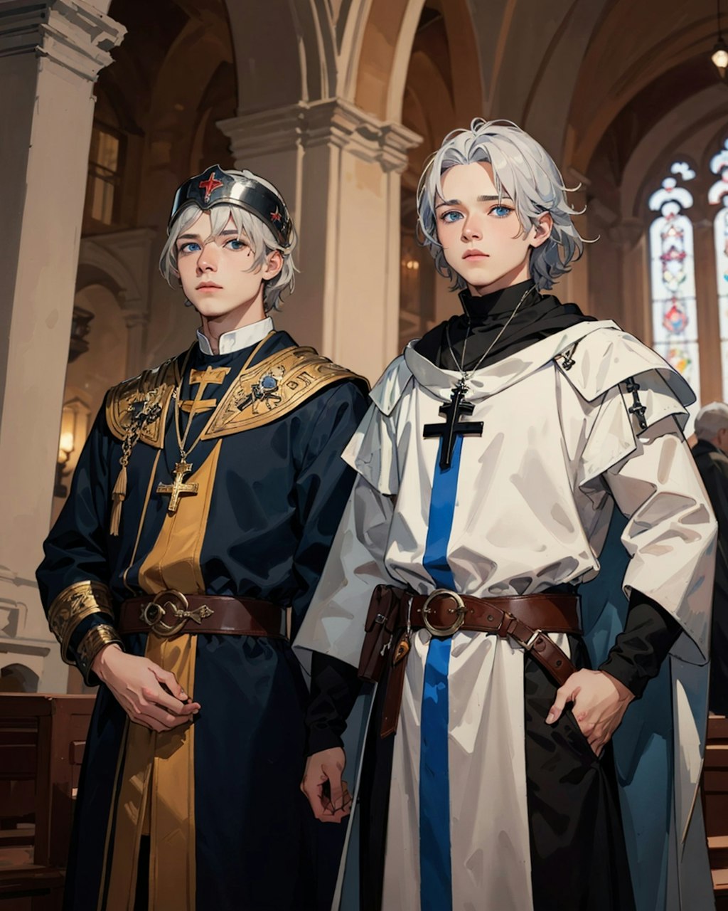 聖騎士団の騎士と司祭