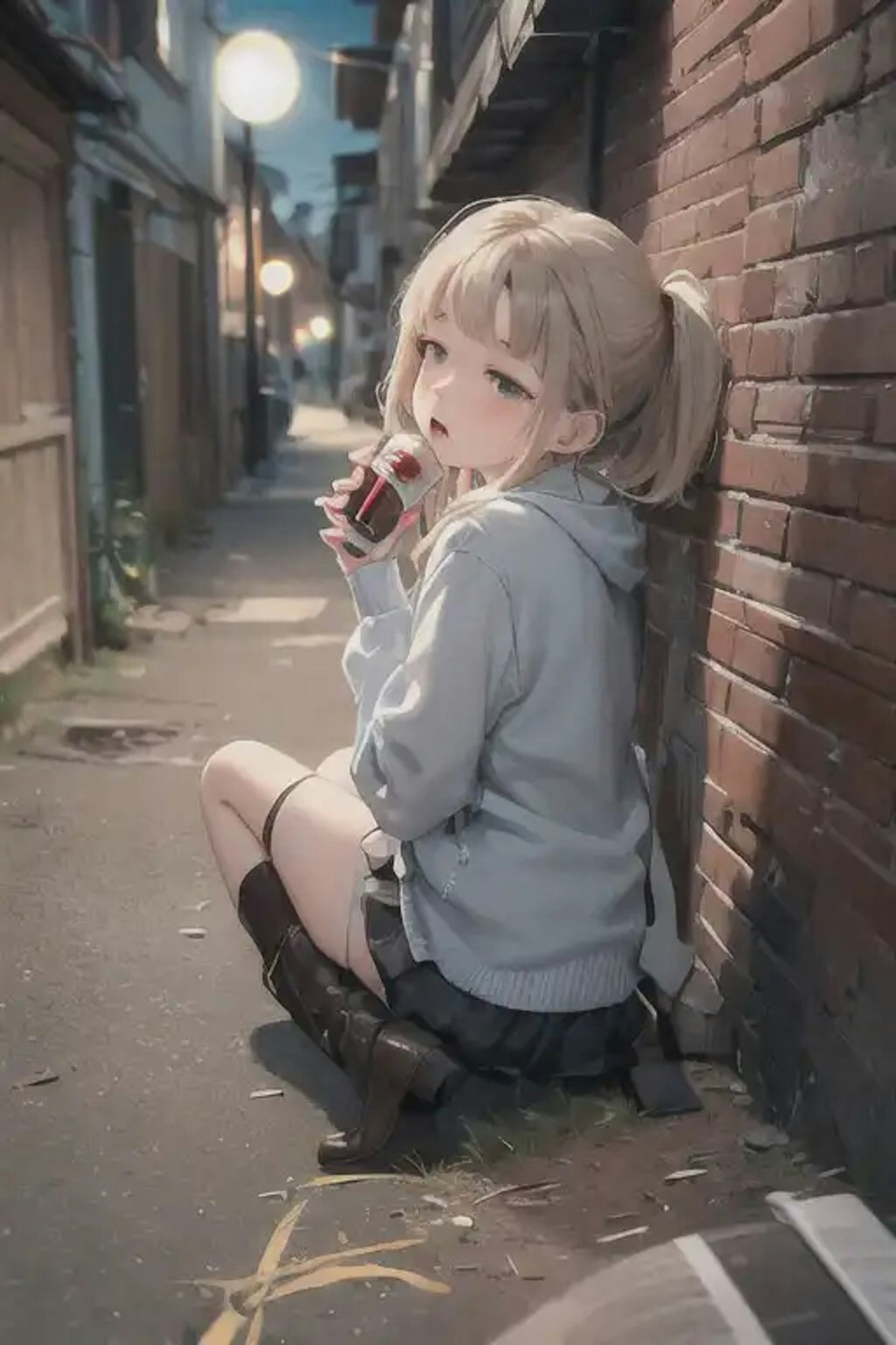 路地裏酔っ払い少女