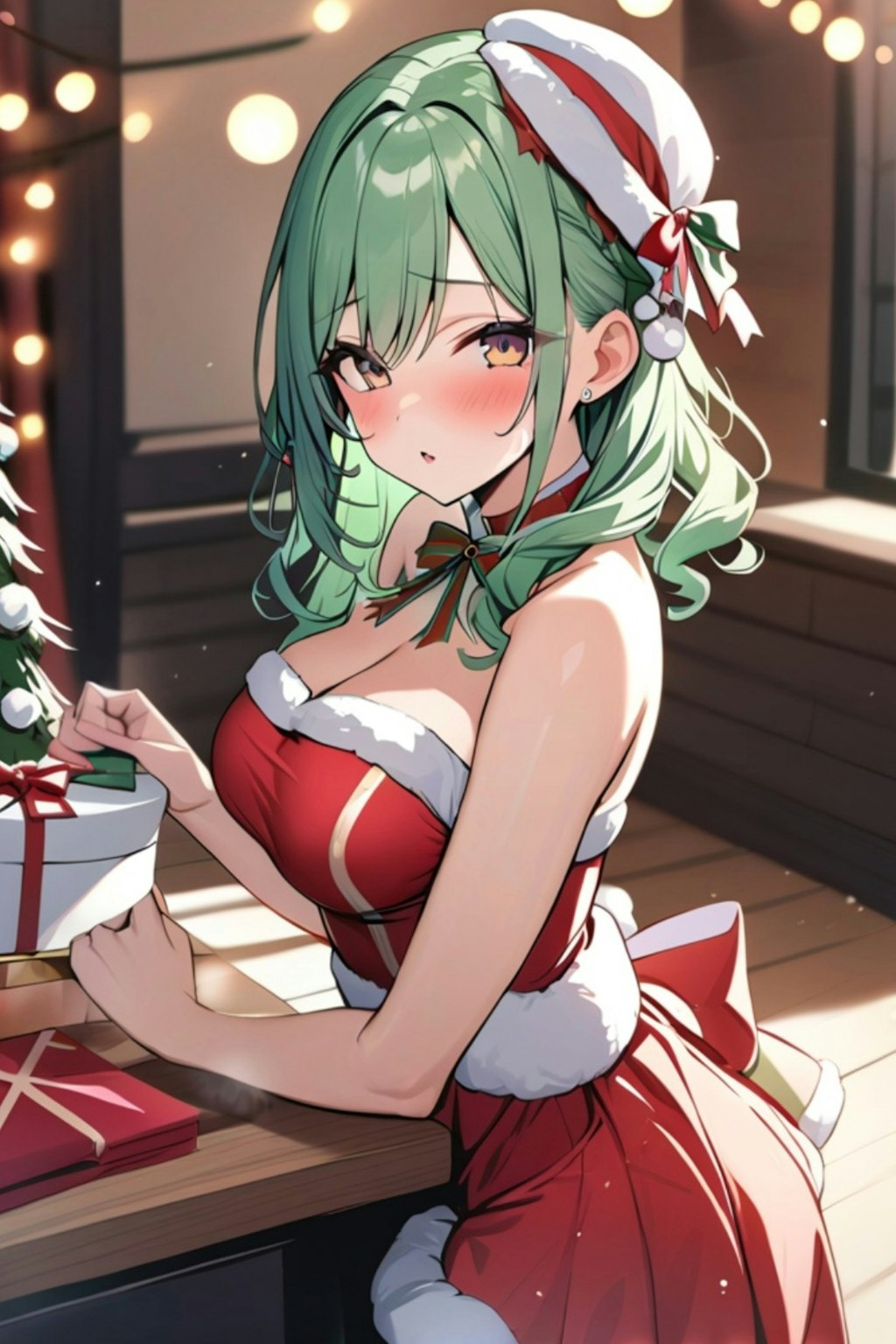 クリスマスデートの緑髪ちゃん