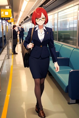赤髪スーツ(電車に乗る時間が一緒のあの子)_20231102