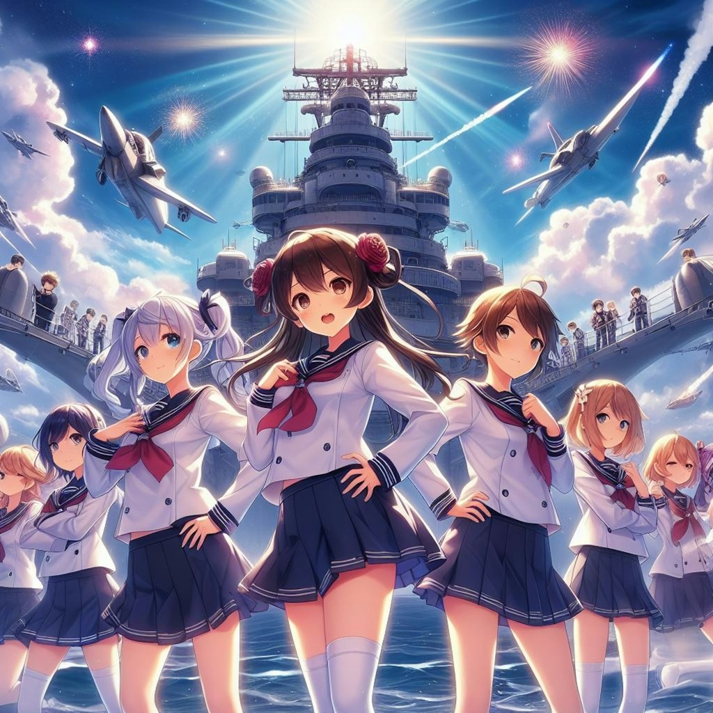 働く女子高生（戦艦搭乗員）