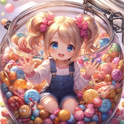 Little girl in a candy jar,