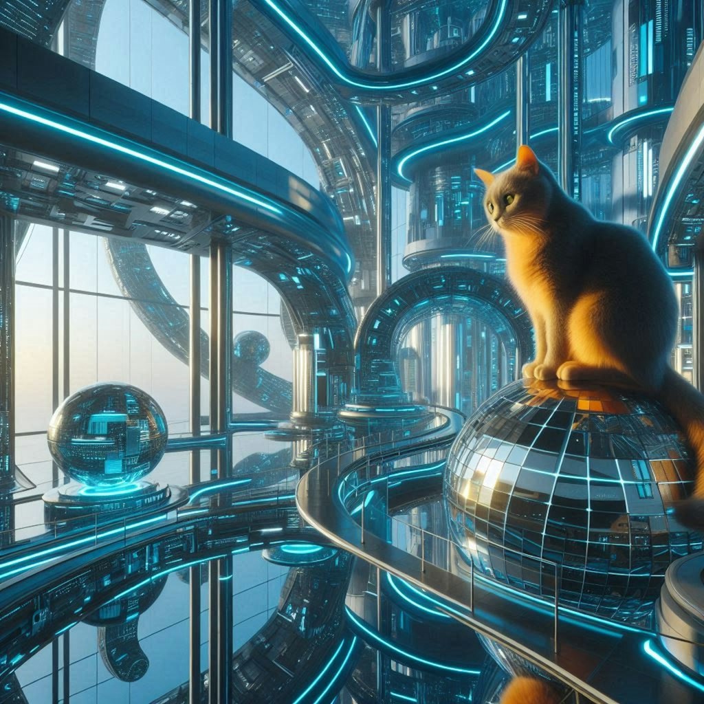 近未来建築と猫