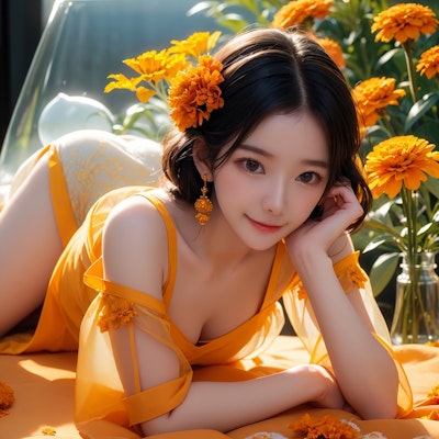 Marigold flower Girl