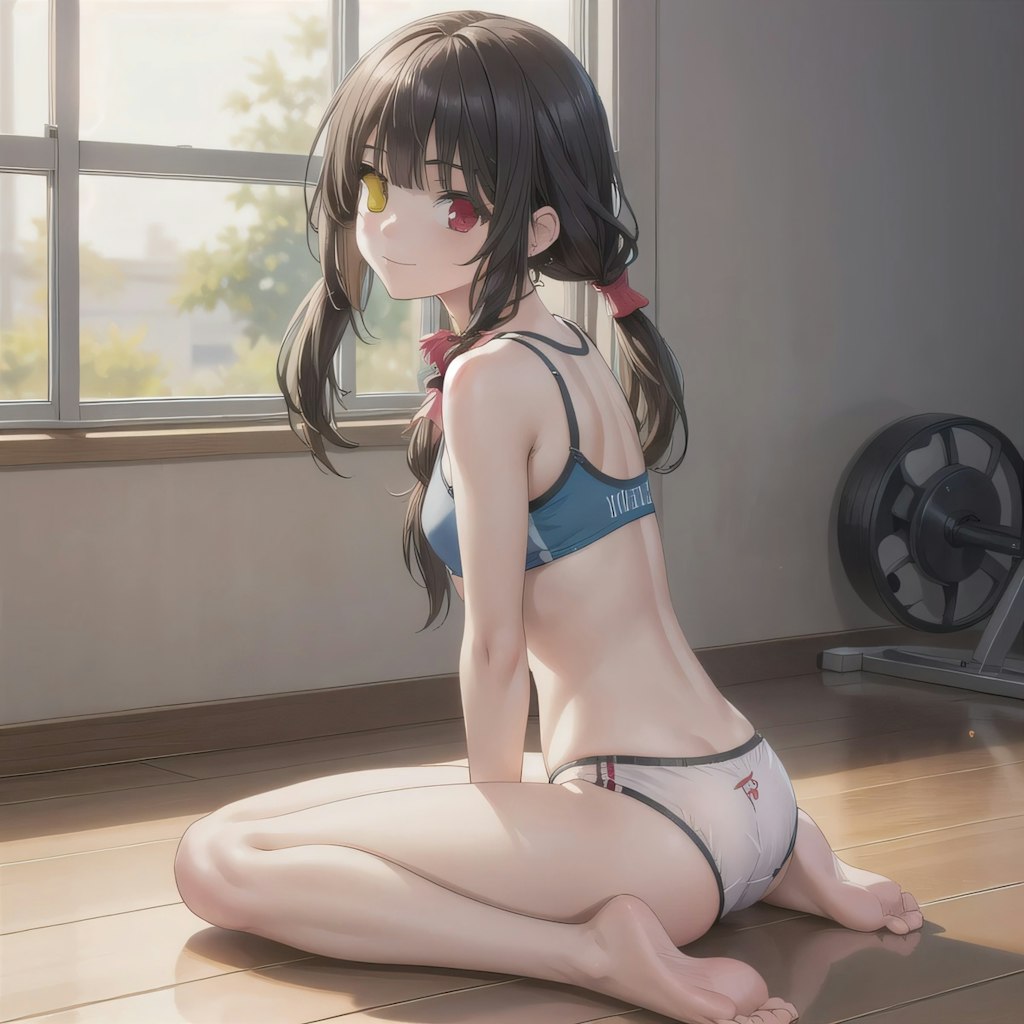 黒髪ポニテで下着の少女４