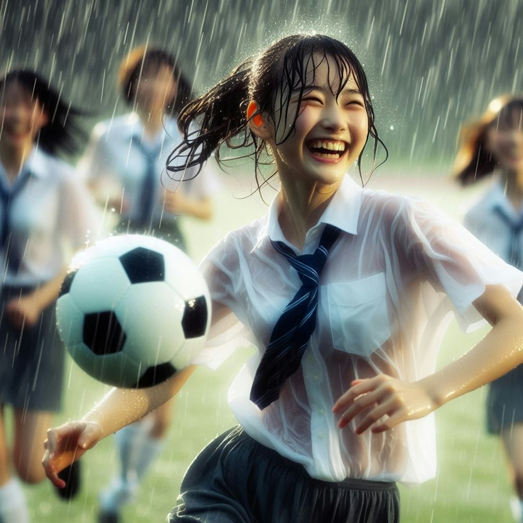 雨のサッカー