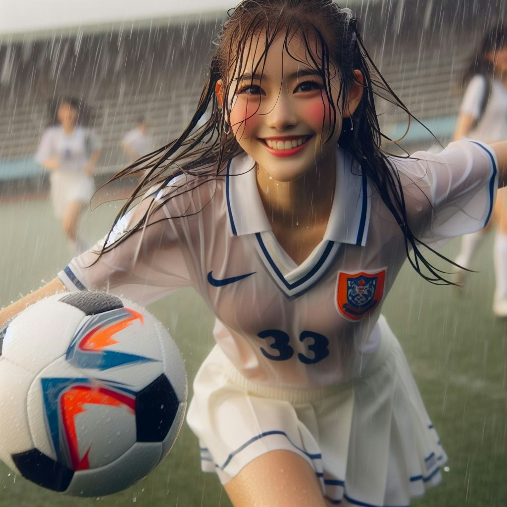 雨のサッカー