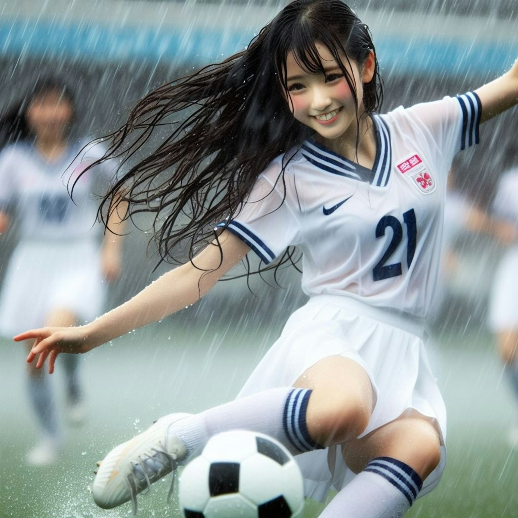 雨のサッカー