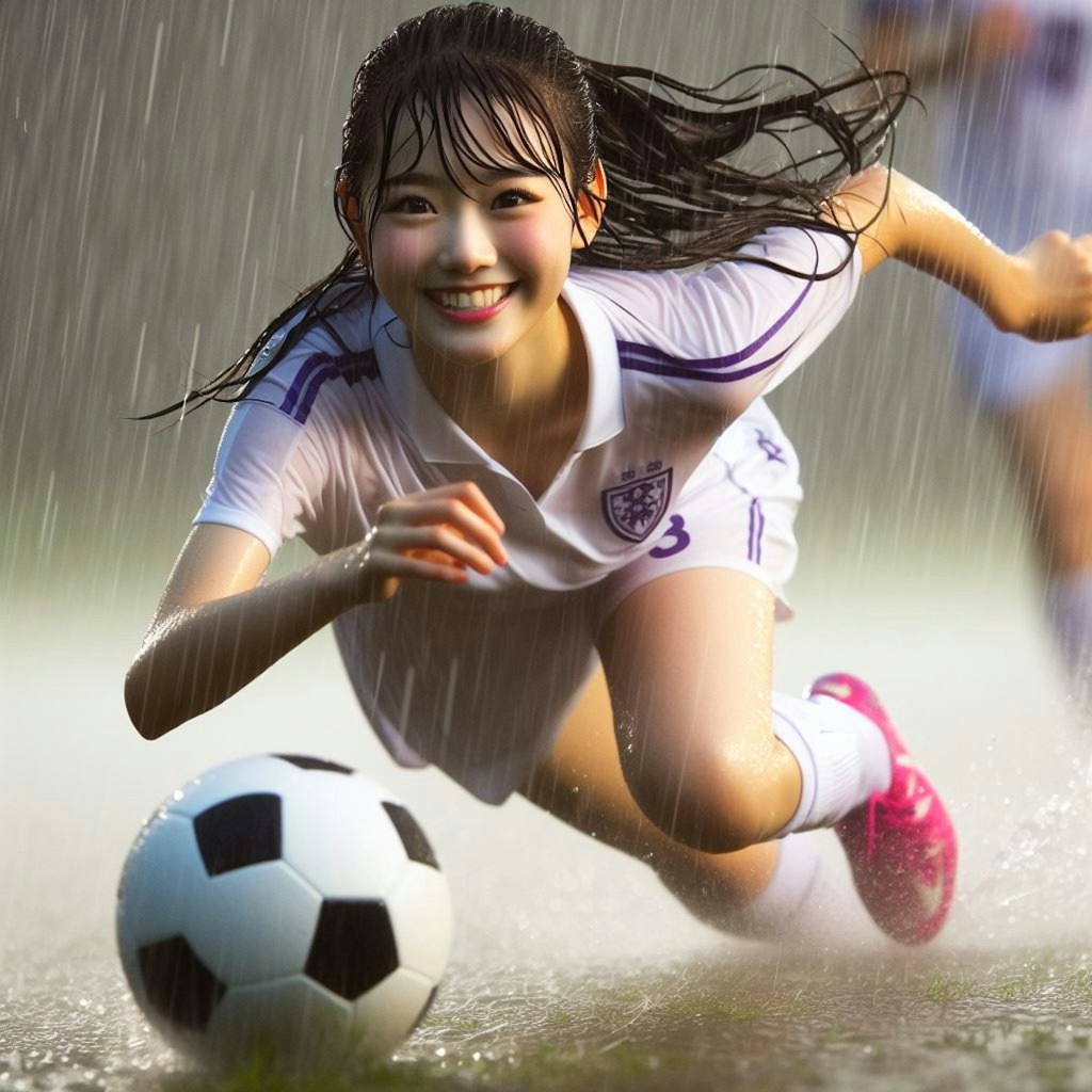 雨のサッカー