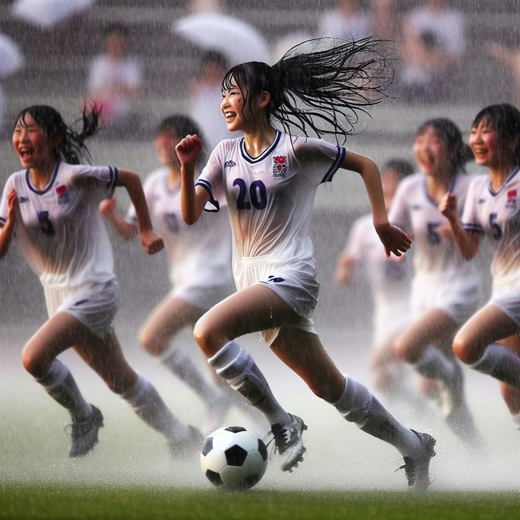 雨のサッカー