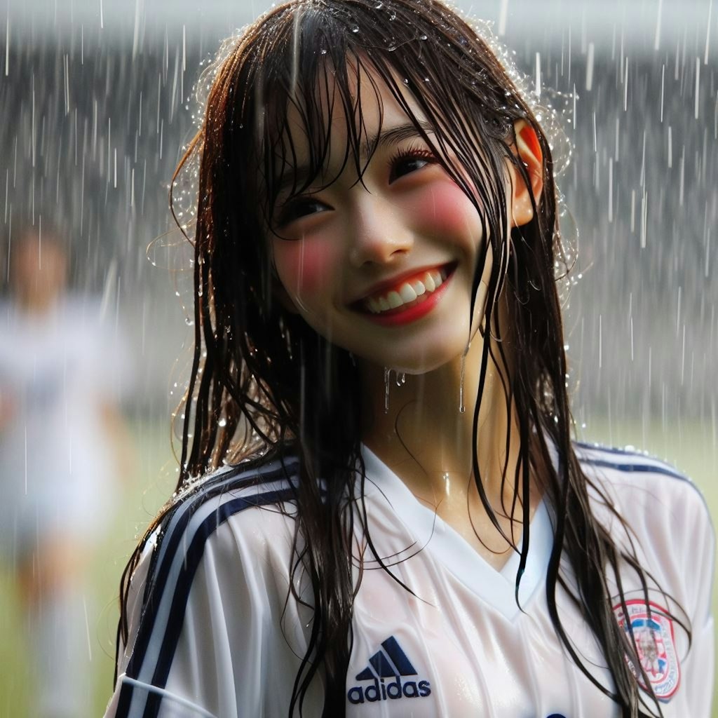 雨のサッカー