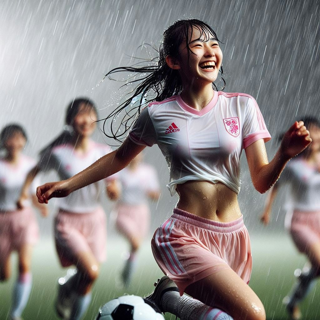 雨のサッカー