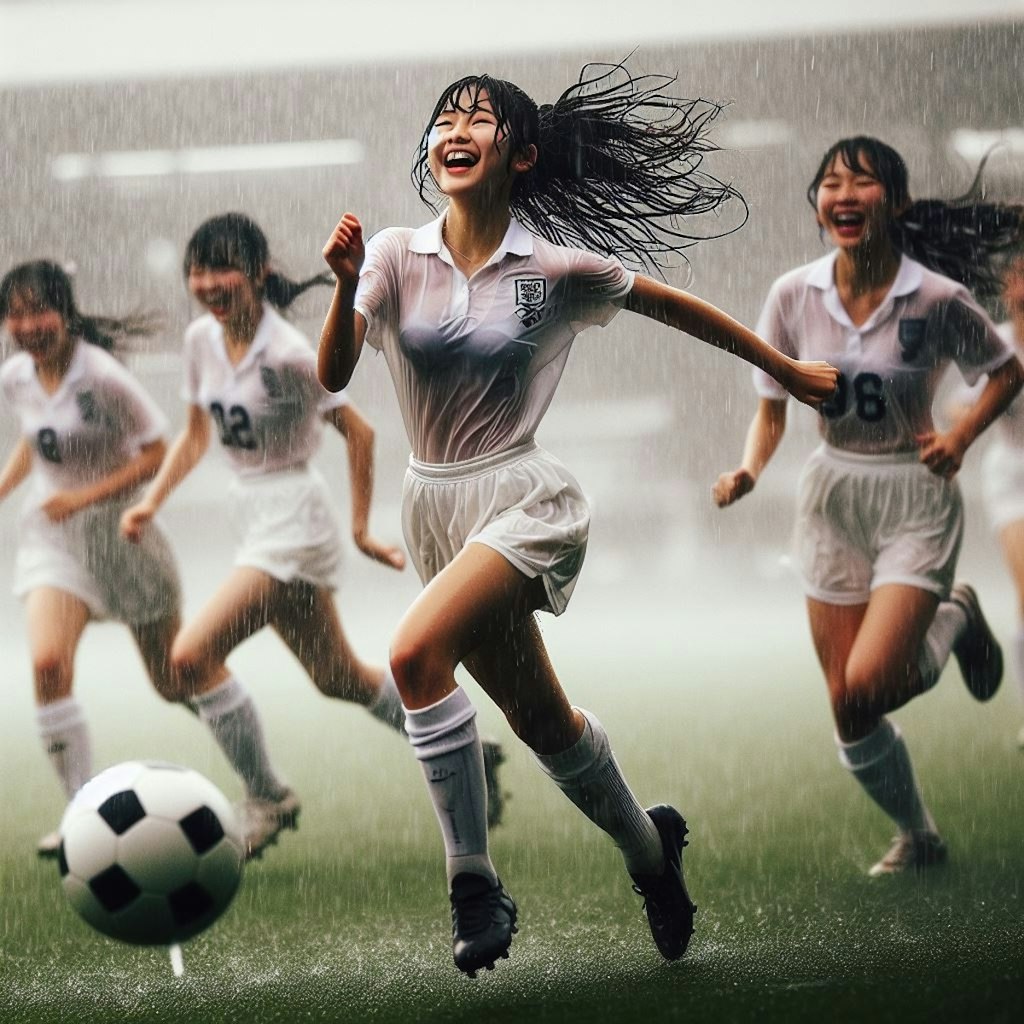 雨のサッカー