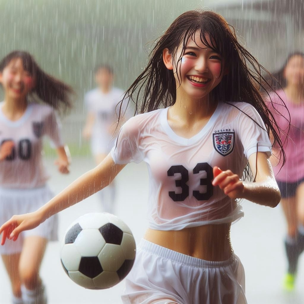 雨のサッカー