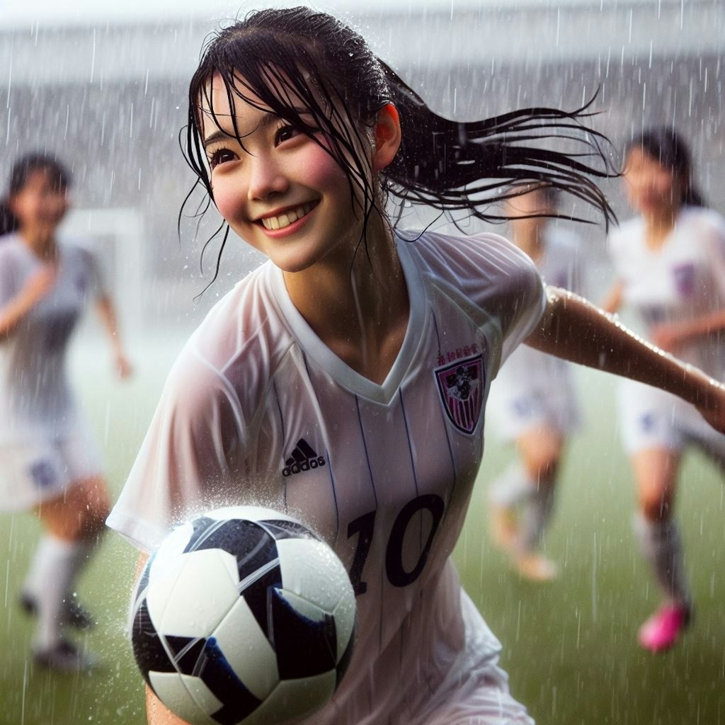 雨のサッカー