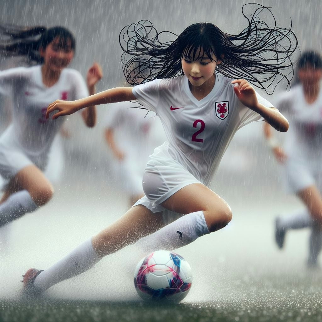 雨のサッカー