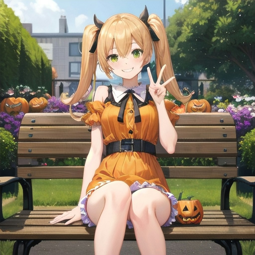 ハロウィンのツインテール少女