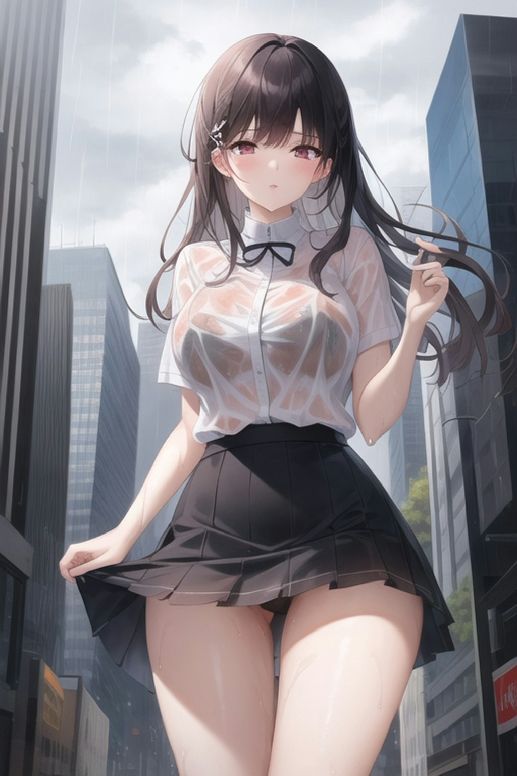 練習(雨に濡れる少女)