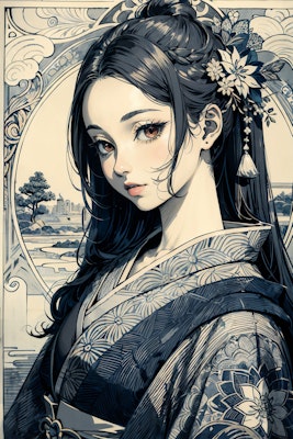 Japanese girl of Art Nouveau style
