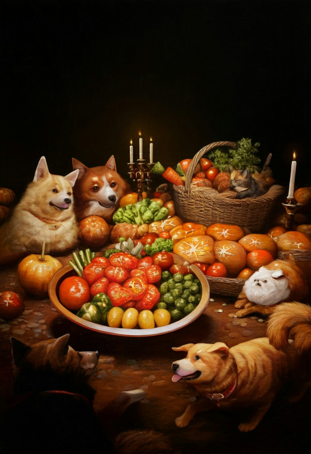 犬と猫の晩餐会