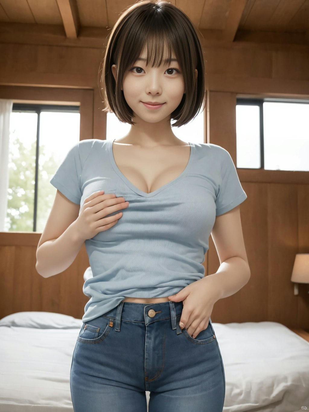 持ち上げ　Tシャツ