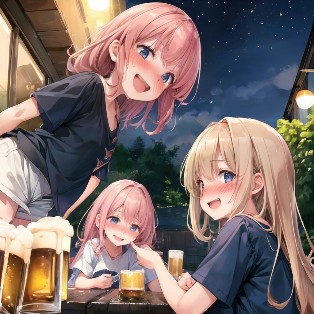 ビアガーデンで飲み会