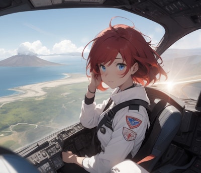 Girl piloting an airplane 4
