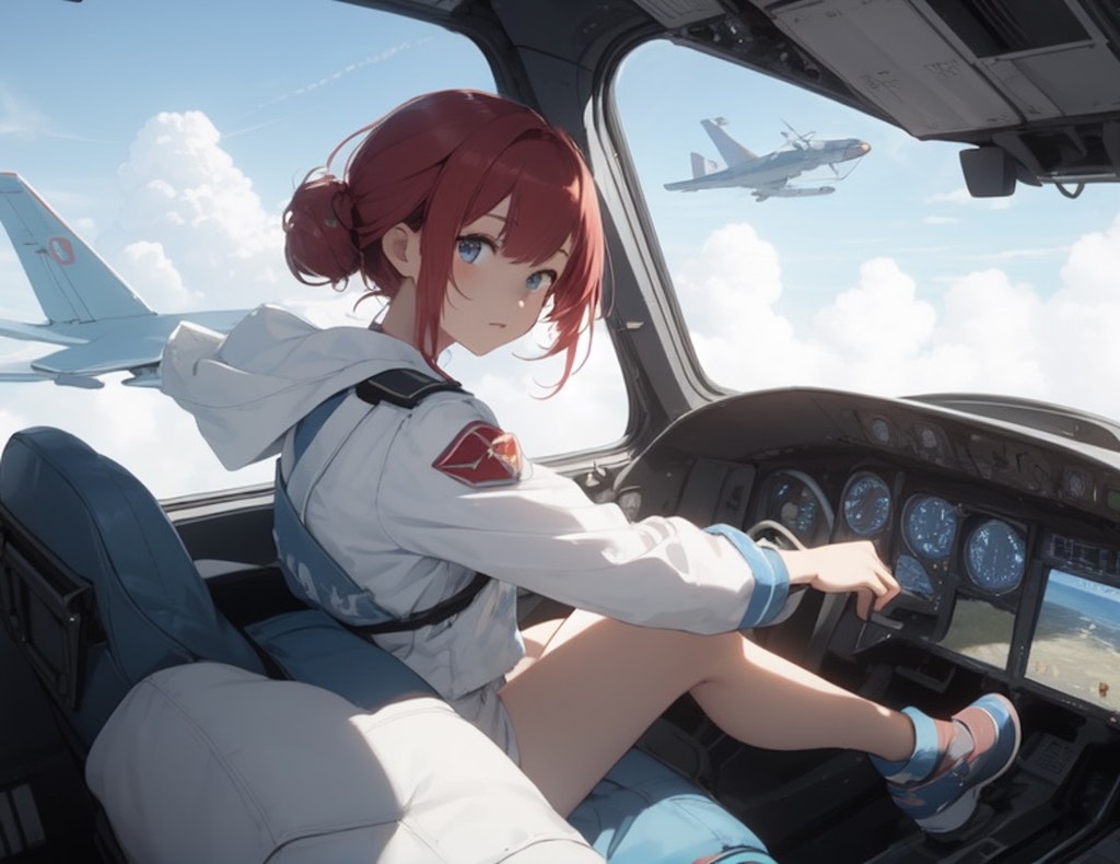Girl piloting an airplane 4