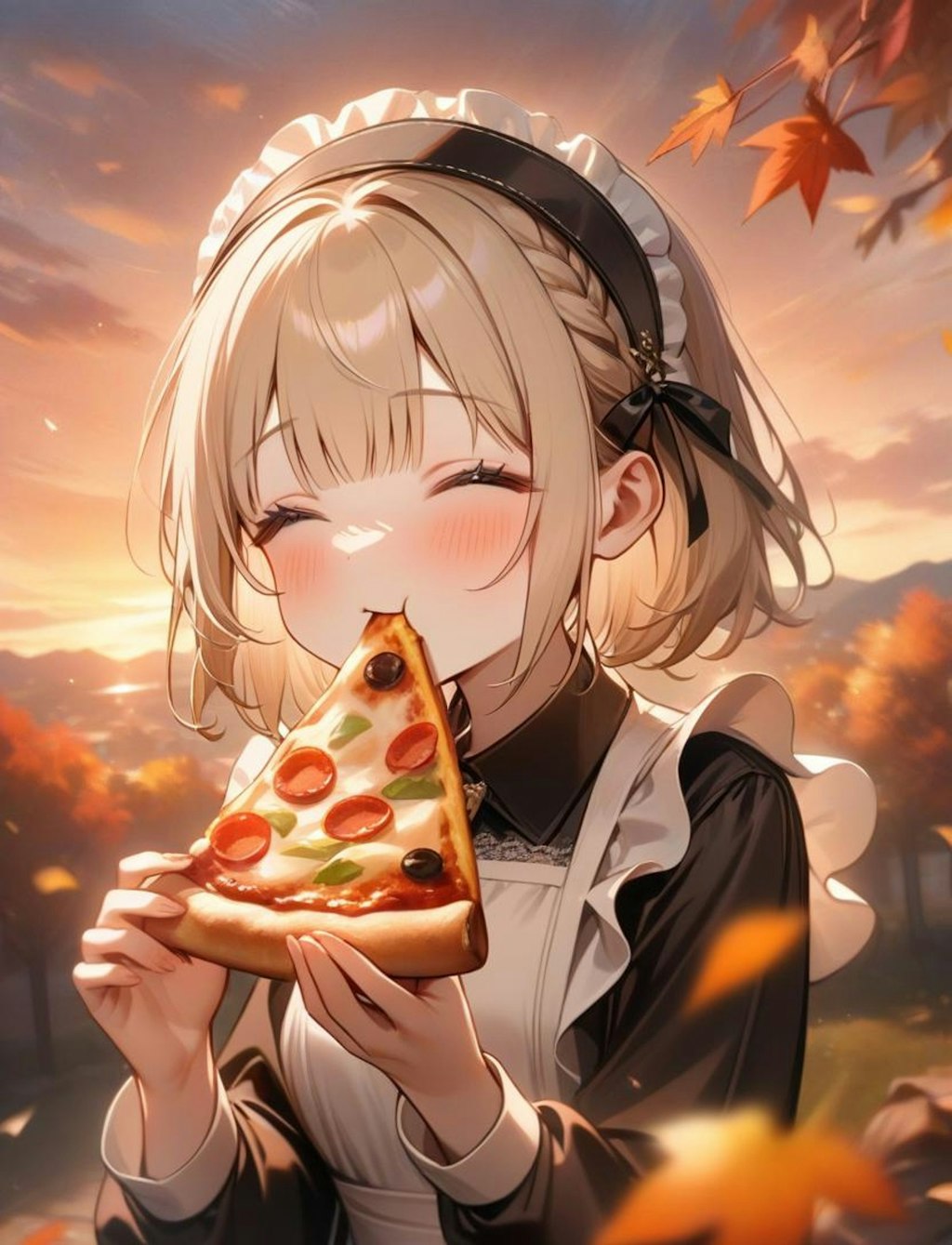 🍕秋は(も)おピッツァ、メイドちゃん🍕