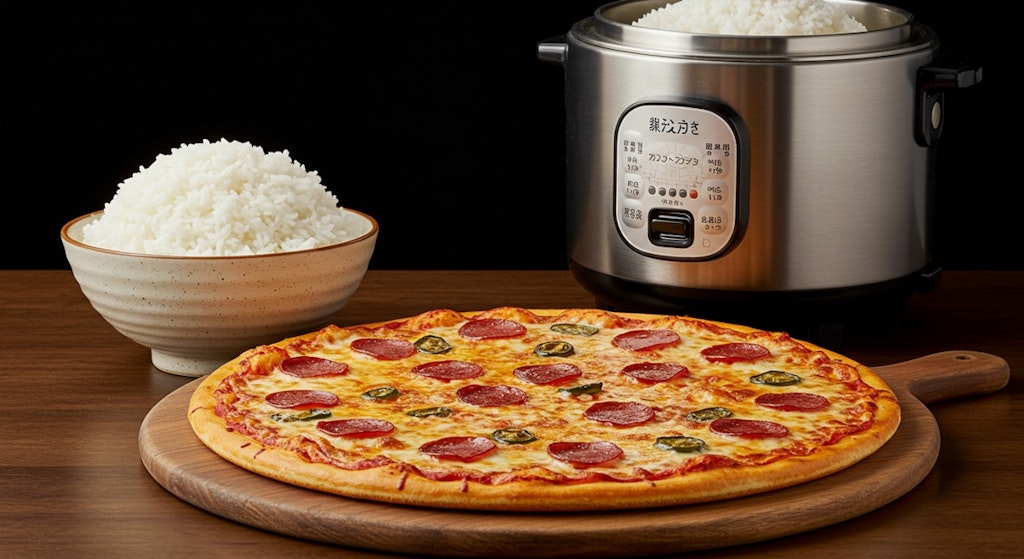 深夜食堂のピザと丼飯のセット