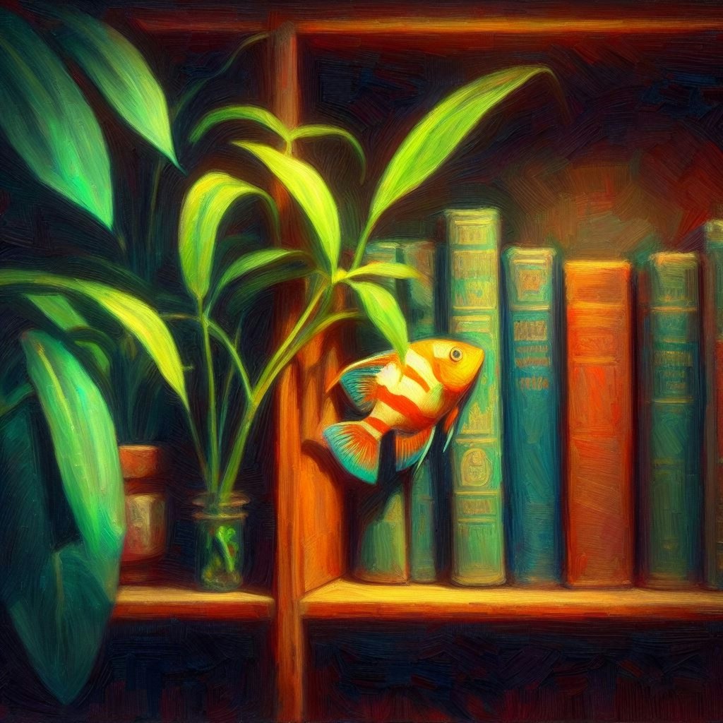 Fish in bookcase (1)